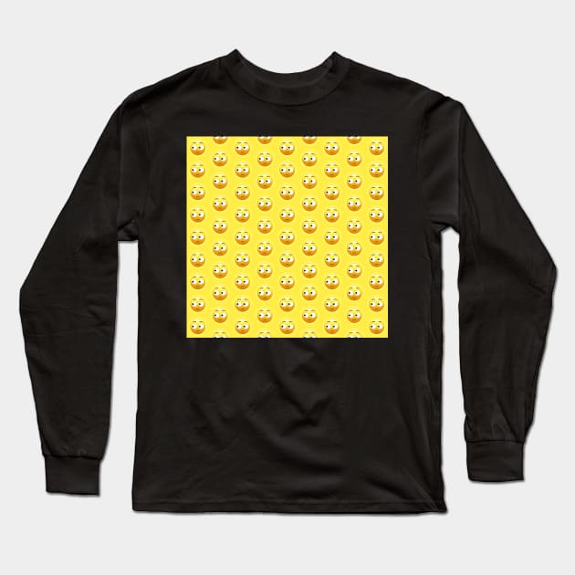 Side Eye Face Emoji Pattern | Pop Art Long Sleeve T-Shirt by williamcuccio